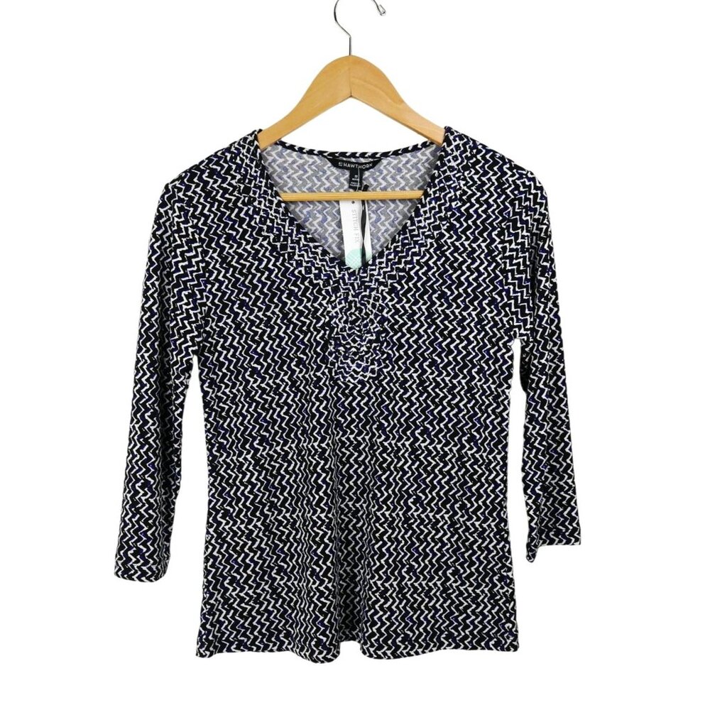 41 Hawthorne Relita Macrame Neckline Knit Top Petite XS